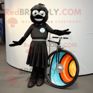 Svart Unicyclist maskot...