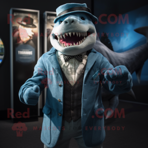 Cyan Megalodon maskot drakt...