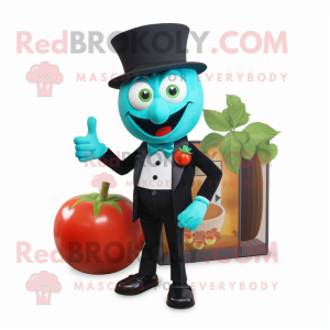 Cyan tomat maskot kostym...