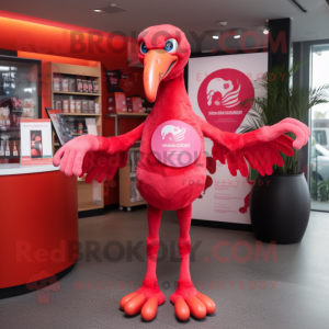 Rød Flamingo maskot kostume...