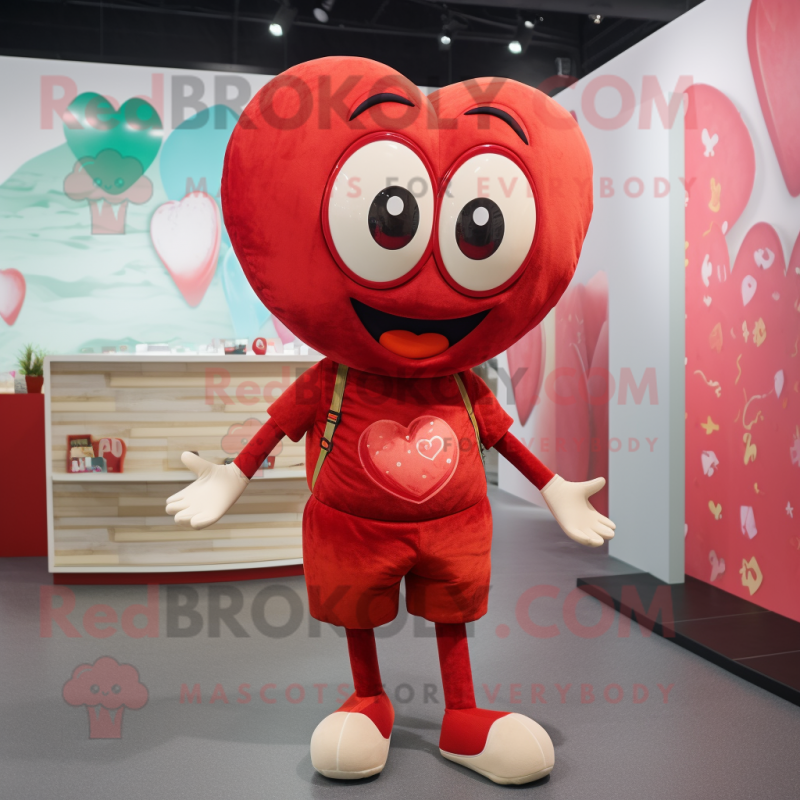 Red Heart mascot costume character dressed with a Shorts and Anklets