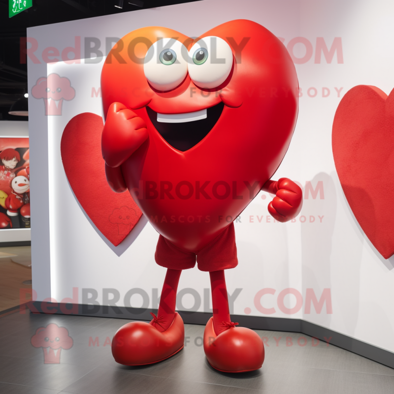 Red Heart mascot costume character dressed with a Shorts and Anklets
