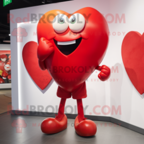 Red Heart mascot costume character dressed with a Shorts and Anklets