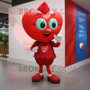 Red Heart mascot costume character dressed with a Shorts and Anklets