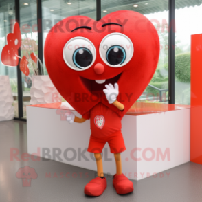 Red Heart mascot costume character dressed with a Shorts and Anklets