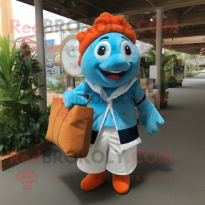 Clown Fish mascot costume character dressed with a Mom Jeans and Hat pins -  Mascot Costumes -  Sizes L (175-180CM)