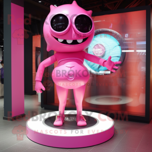 Pink Cyclops maskot kostume...