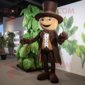 Brown Beanstalk mascot costume character dressed with a Tuxedo and Hats