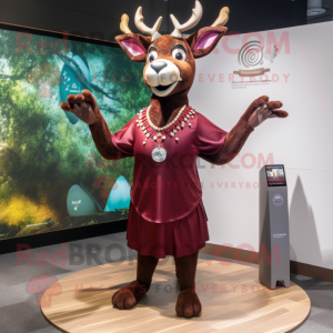 Maroon Deer maskot kostume...