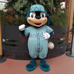 Teal Baseball Ball mascotte...