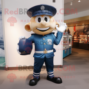 Navy American Football Helmet mascot costume character dressed with a Culottes and Briefcases