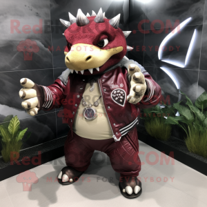 Maroon Ankylosaurus maskot...