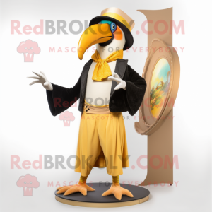 Guld Tucan maskot kostume...