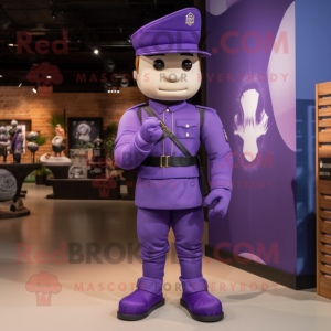 Purple Army Soldier maskot...