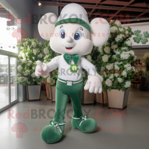 White Bunch Of Shamrocks mascot costume character dressed with a Mom Jeans and Bow ties