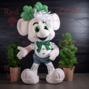 White Bunch Of Shamrocks mascot costume character dressed with a Mom Jeans and Bow ties