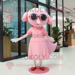 Pink Whale maskot kostym...