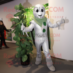 Silver Beanstalk mascot costume character dressed with a Leggings and Scarf clips