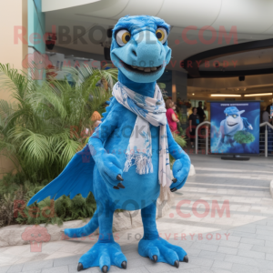 Sky Blue Utahraptor maskot...