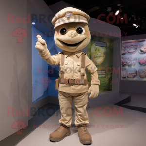 Beige Bracelet mascot costume character dressed with a Cargo Pants and Berets