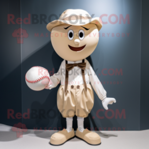 Beige Baseball Ball mascot costume character dressed with a Shorts and Bow ties