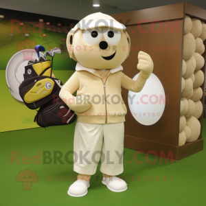 Beige golfbold maskot...