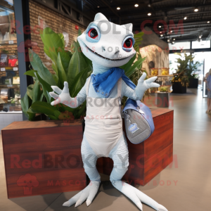 Silver Geckos mascot costume character dressed with a Mom Jeans and Tote bags
