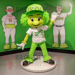 Lime Green Irish Dancing Shoes mascot costume character dressed with a Baseball Tee and Coin purses