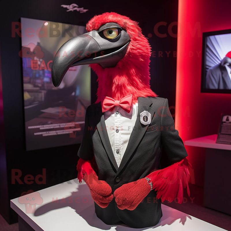 Red Vulture mascot costume character dressed with a Blazer and Bracelets