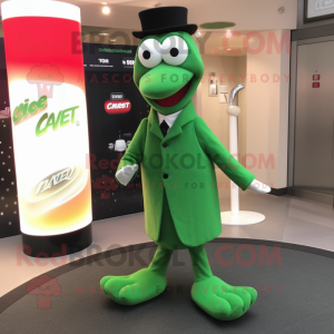 Green Aglet mascot costume character dressed with a Culottes and Cufflinks