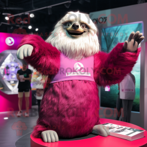 Magenta Giant Sloth maskot...