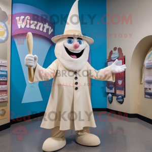 Cream Wizard mascot costume character dressed with a Capri Pants and Hat pins