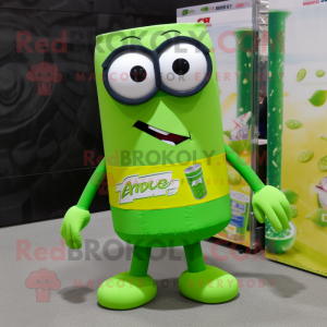 Lime Green Soda Can maskot...