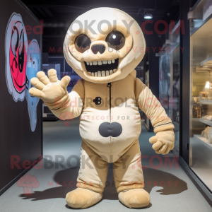 Beige Skull maskot kostume...