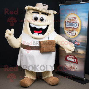 Cream Bbq Ribs mascot costume character dressed with a Poplin Shirt and Wallets