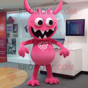 Pink Devil maskot drakt...