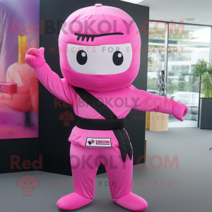 Pink Ninja maskot kostume...