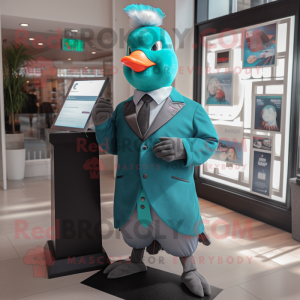 Teal Pigeon maskot kostume...