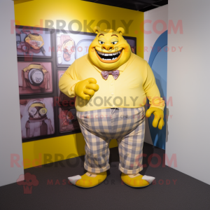 Yellow Ogre maskot kostume...