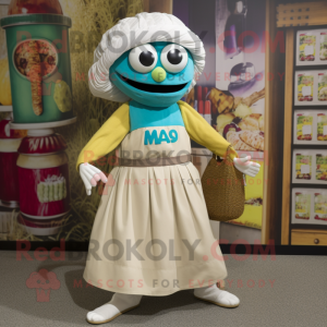 nan Gyro mascot costume character dressed with a Maxi Skirt and Tote bags