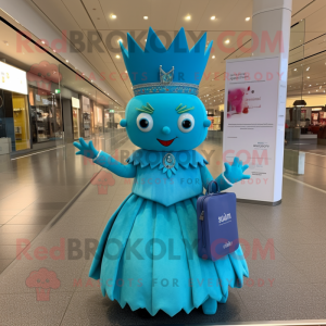 Cyan Queen maskot kostume...