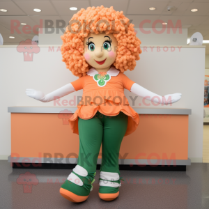 Peach Irish Dancing Shoes mascot costume character dressed with a Yoga Pants and Scarf clips