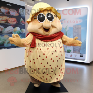 nan Potato mascot costume character dressed with a Maxi Dress and Belts