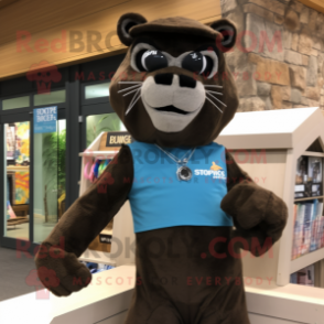 Black Mountain Lion mascot costume character dressed with a Swimwear and Ties