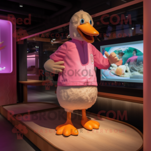 Pink Goose maskot kostyme...