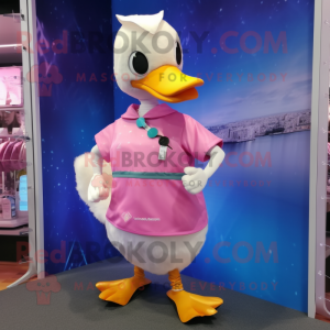 Pink Goose maskot kostyme...