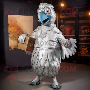 Silver Tandoori Chicken mascot costume character dressed with a Cargo Pants and Foot pads