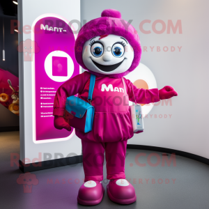 Magenta Momentum mascot costume character dressed with a Playsuit and Handbags