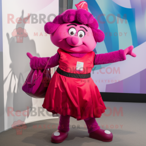 Magenta Momentum mascot costume character dressed with a Playsuit and Handbags