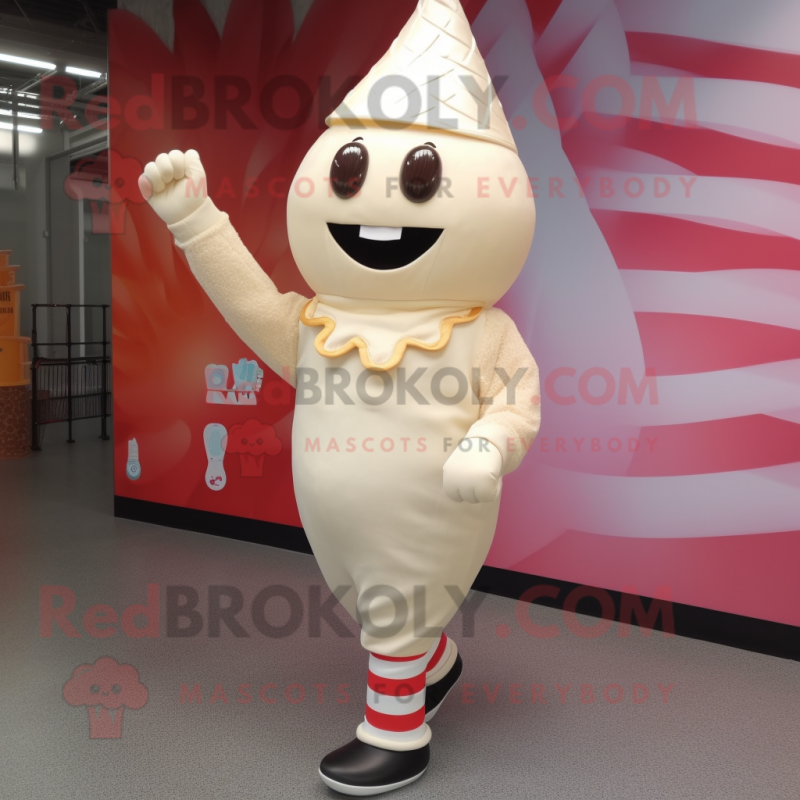 Cream Ice Cream Cone mascot costume character dressed with a Leggings and Tie pins